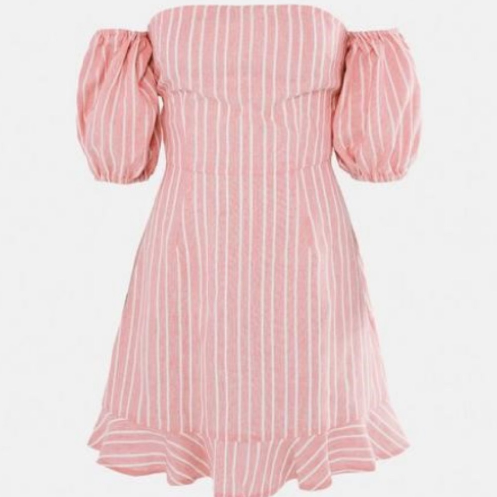 NWT Blush Stripe Tie Back Ruffle Hem Dress